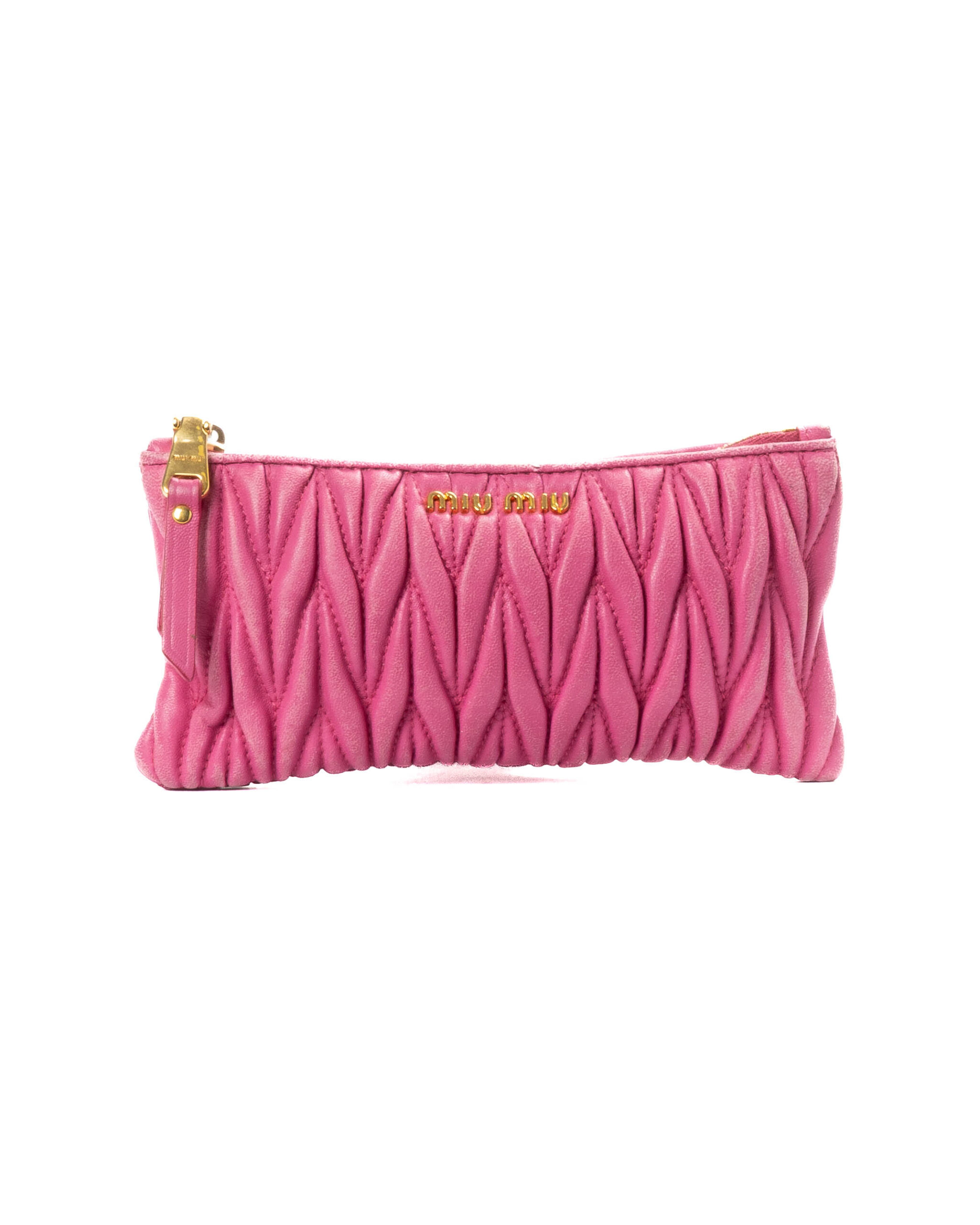 Miu Miu Pochette Zip Mini Groffata Fucsia