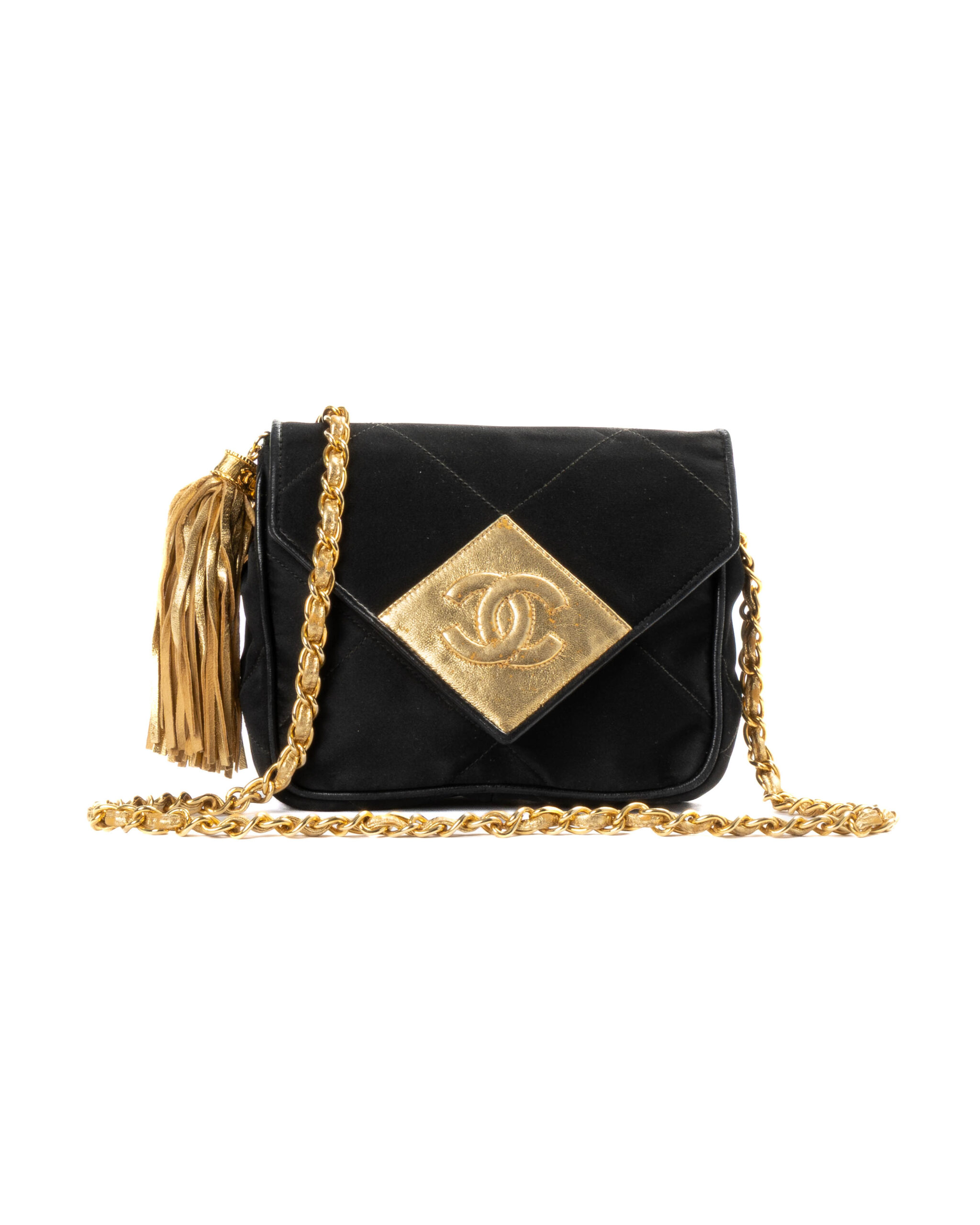 Chanel Tassel Mini Bag Vintage Raso Nero