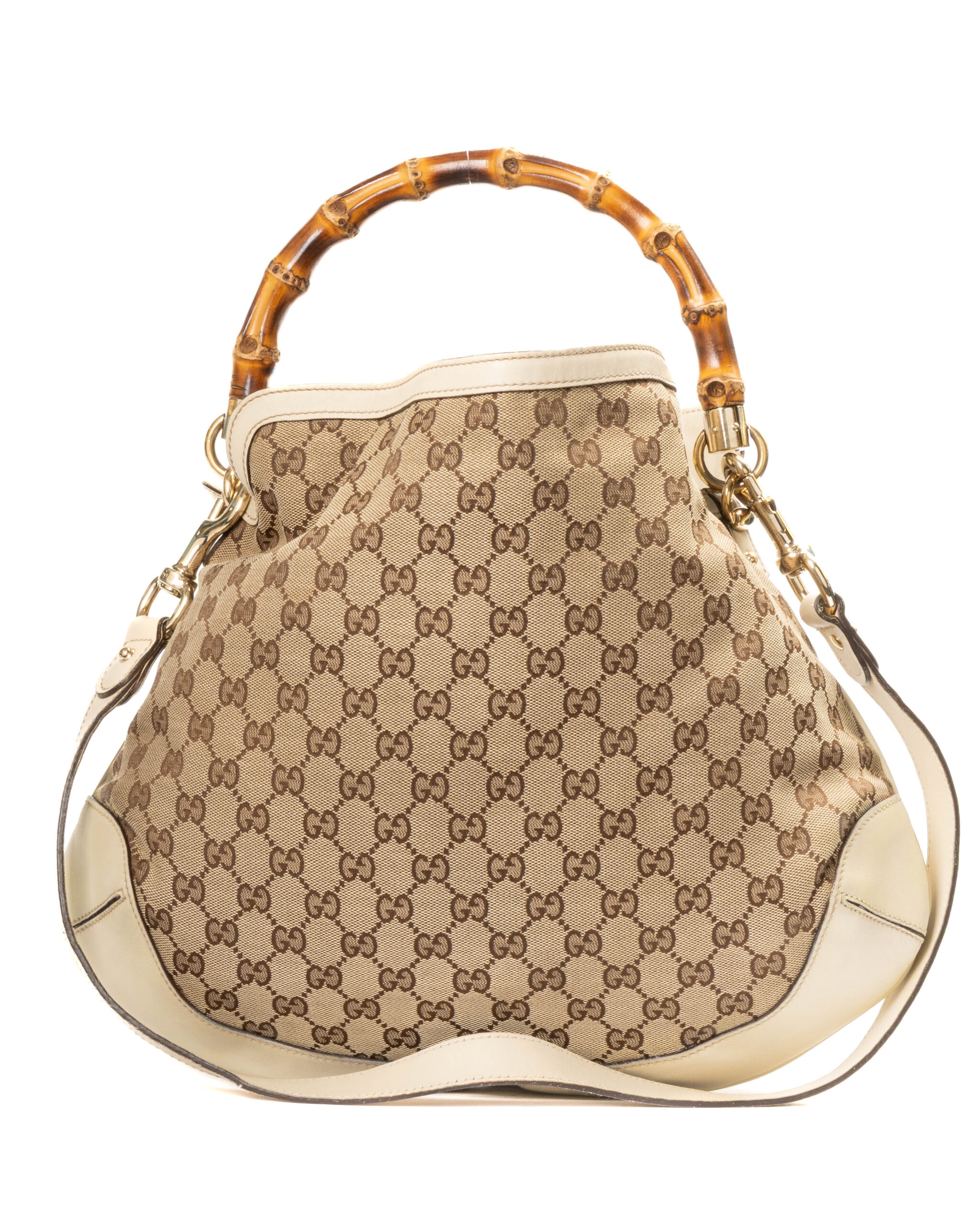 Gucci Sottospalla Bamboo Small GG Supreme Bianca