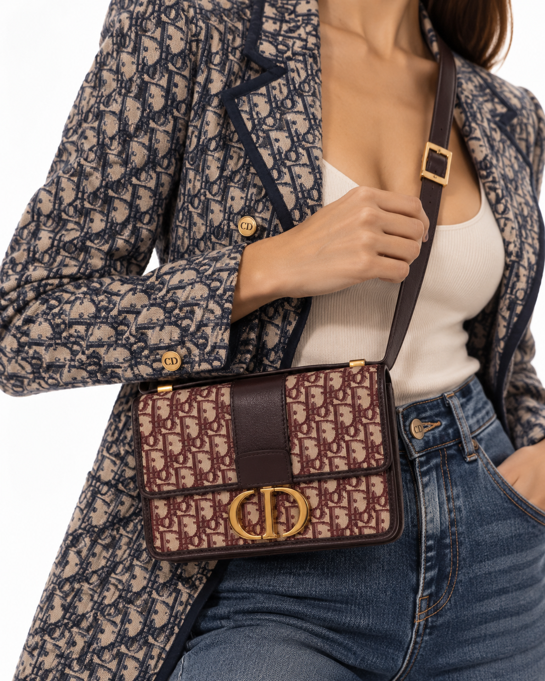 Alternative view of Dior 30 Montaigne Medium Oblique Bordeaux