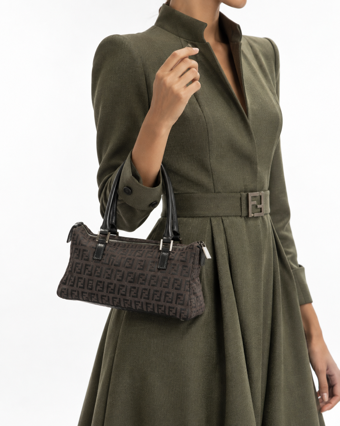 Alternative view of Fendi Tote Horizontal Small FF Zucchino Marrone