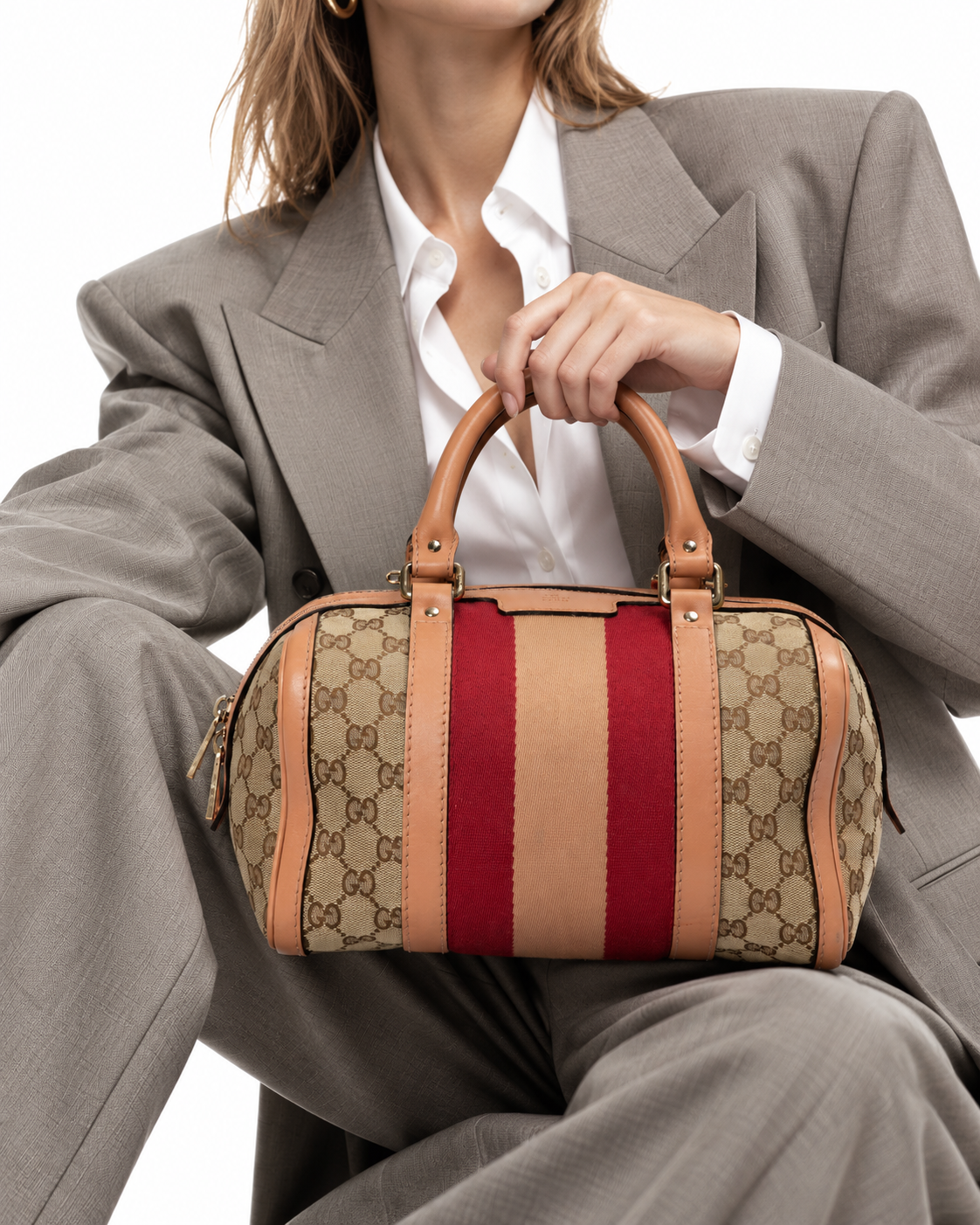 Alternative view of Gucci Boston Web Small GG Supreme Rosa