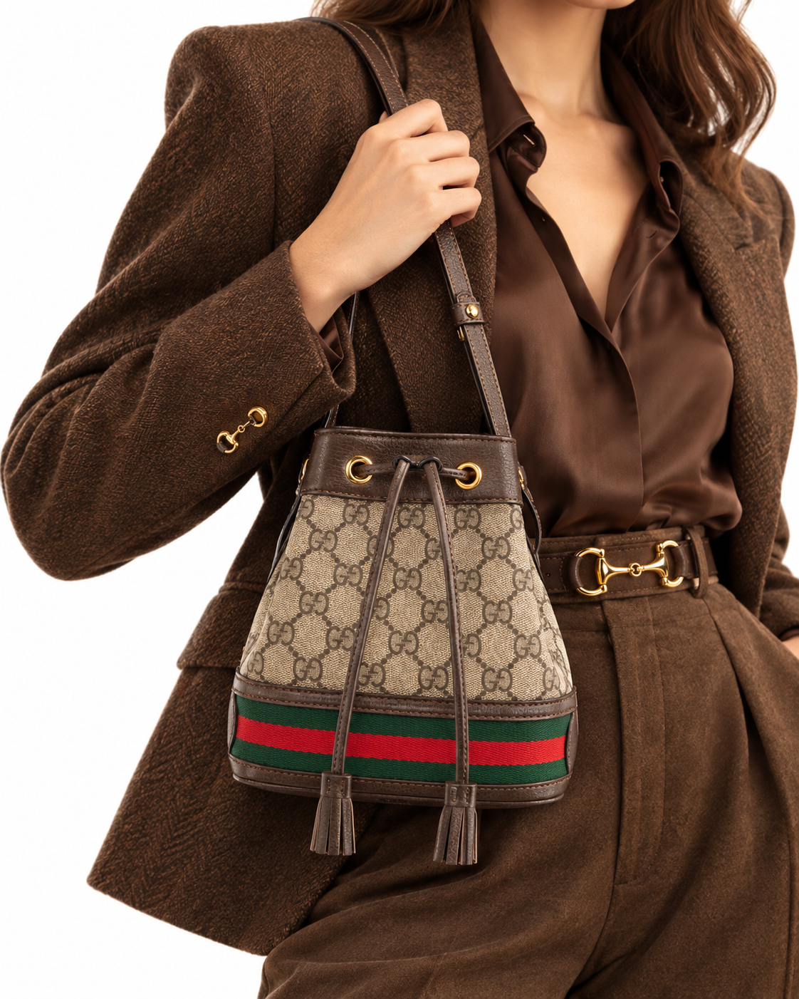 Alternative view of Gucci Bucket Ophidia Small GG Supreme Marrone