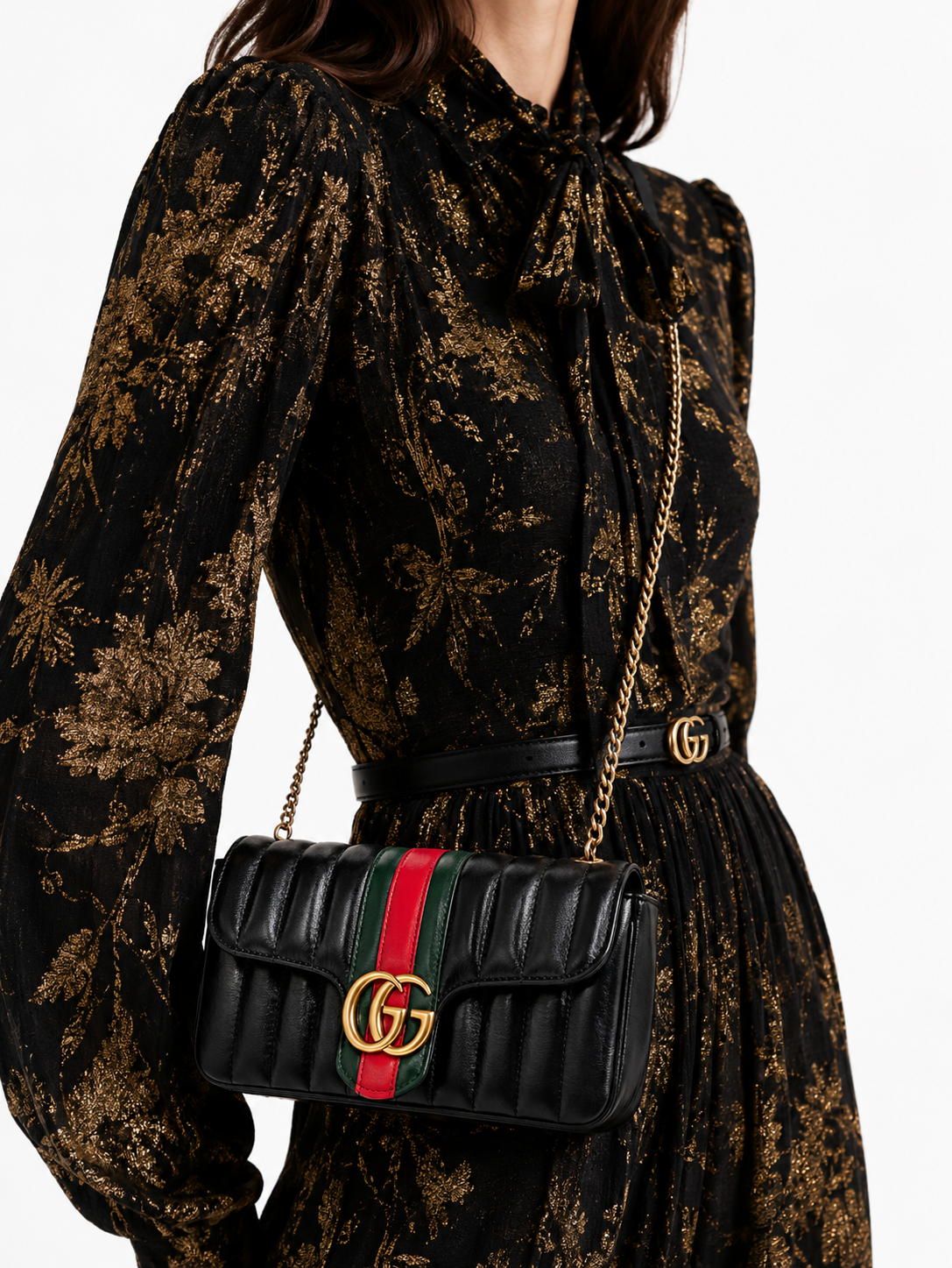 Alternative view of Gucci Jetset GG Marmont Small Web Nera