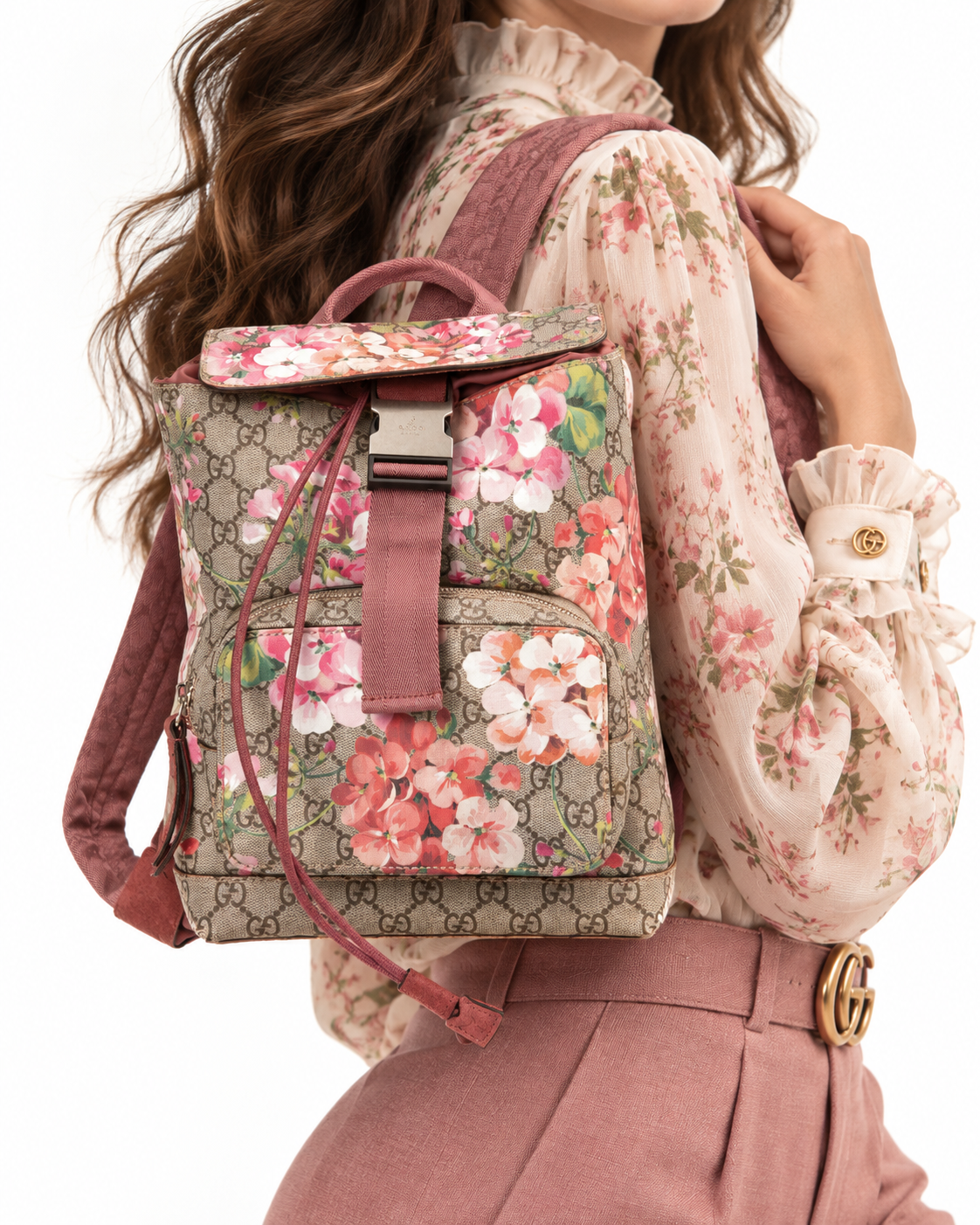 Alternative view of Gucci Zaino Blooms Small GG Supreme Rosa