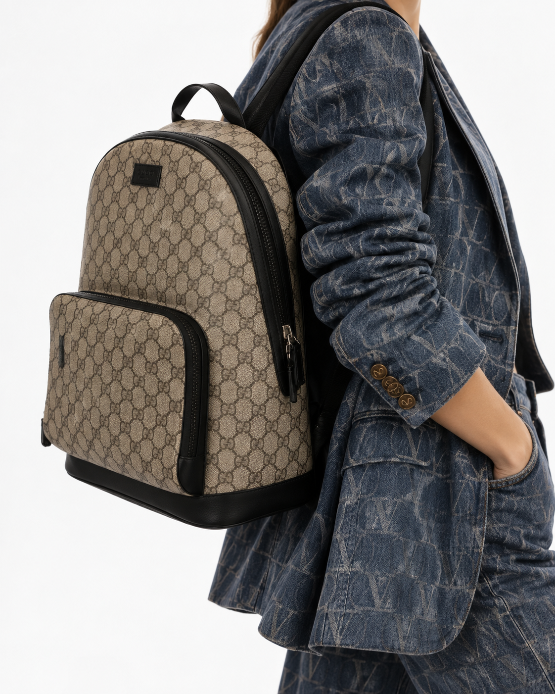 Alternative view of Gucci Zaino Large GG Supreme Nero
