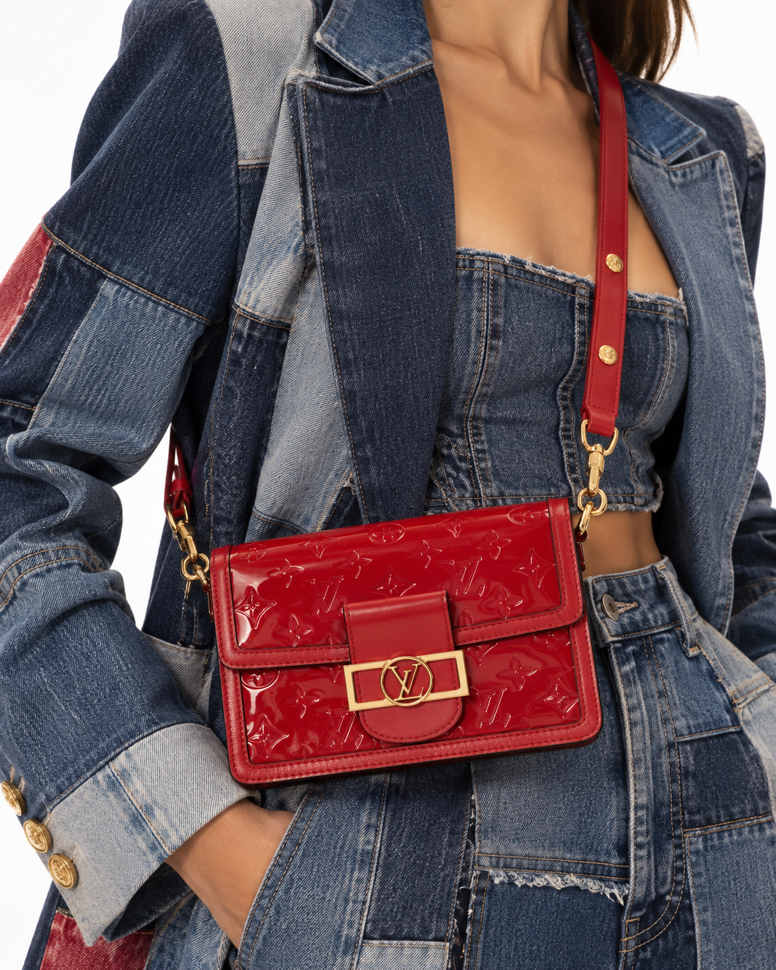 Alternative view of Louis Vuitton Dauphine BB Vernice Rossa