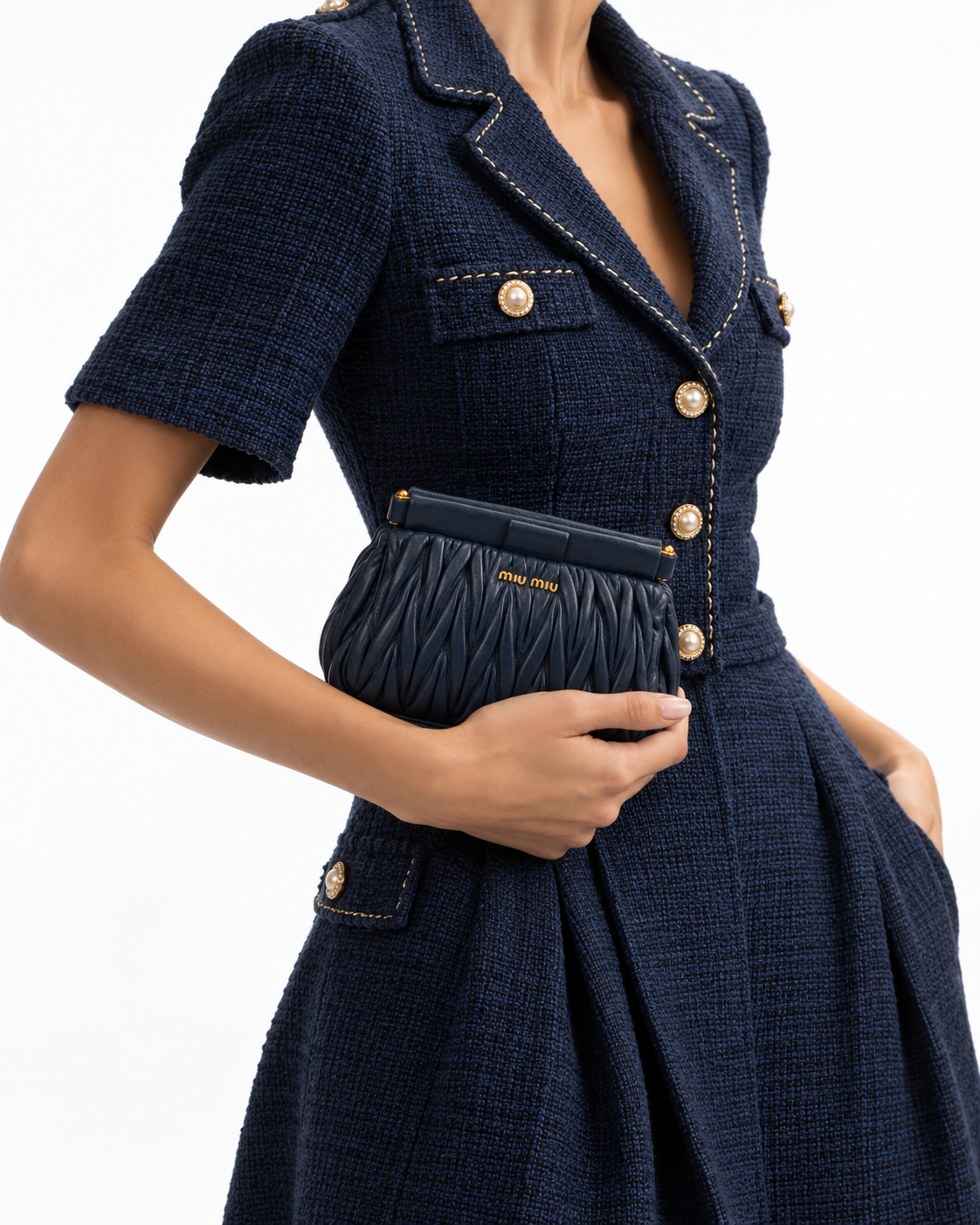 Alternative view of Miu Miu Pochette Small Groffata Blu