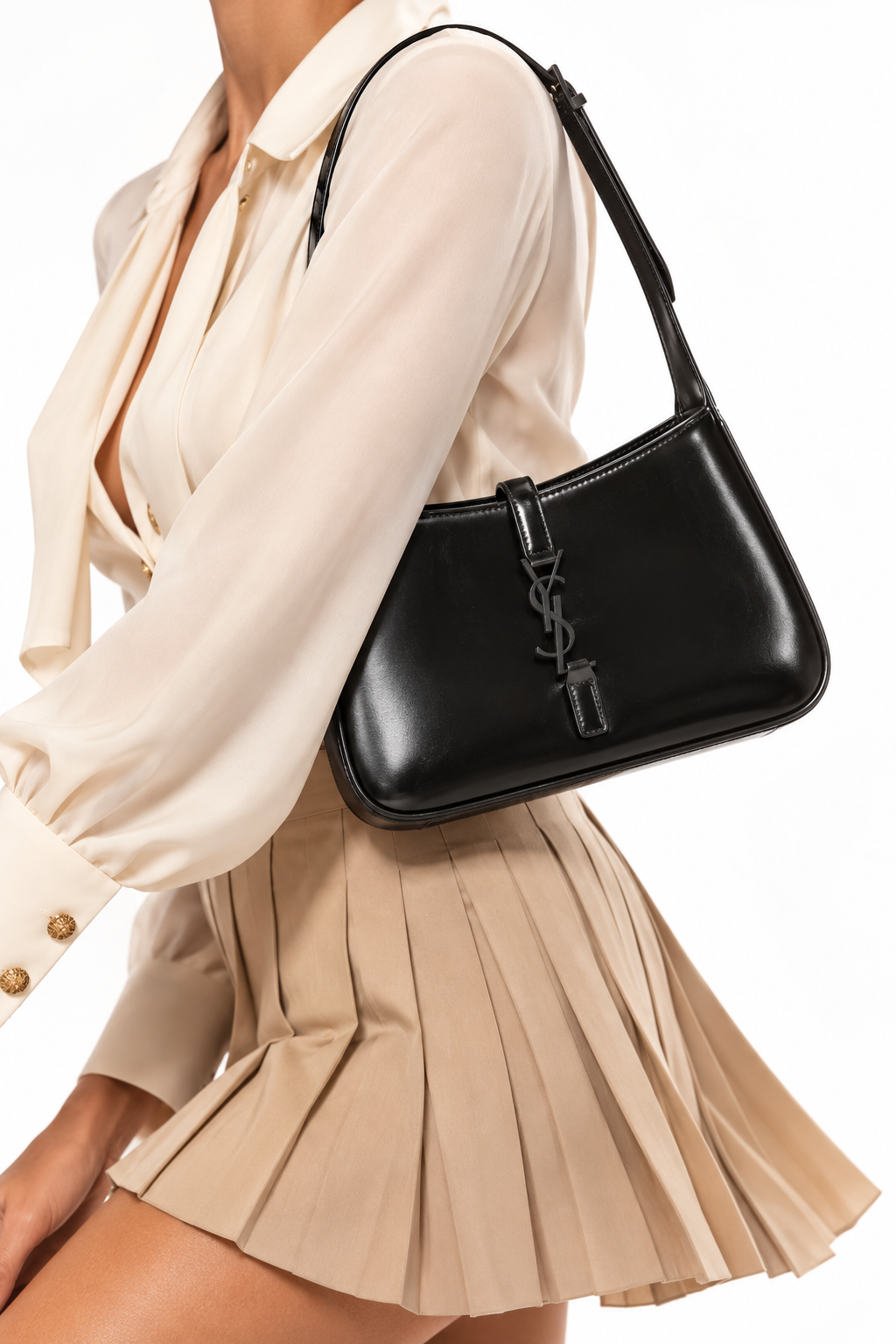 Alternative view of Saint Laurent Le 5 a 7 Small Vernice Nera