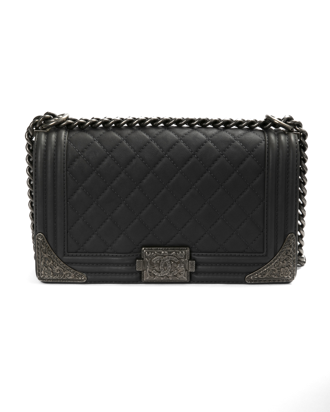 Chanel Boy Paris-Dallas Medium Trapuntata Grigia