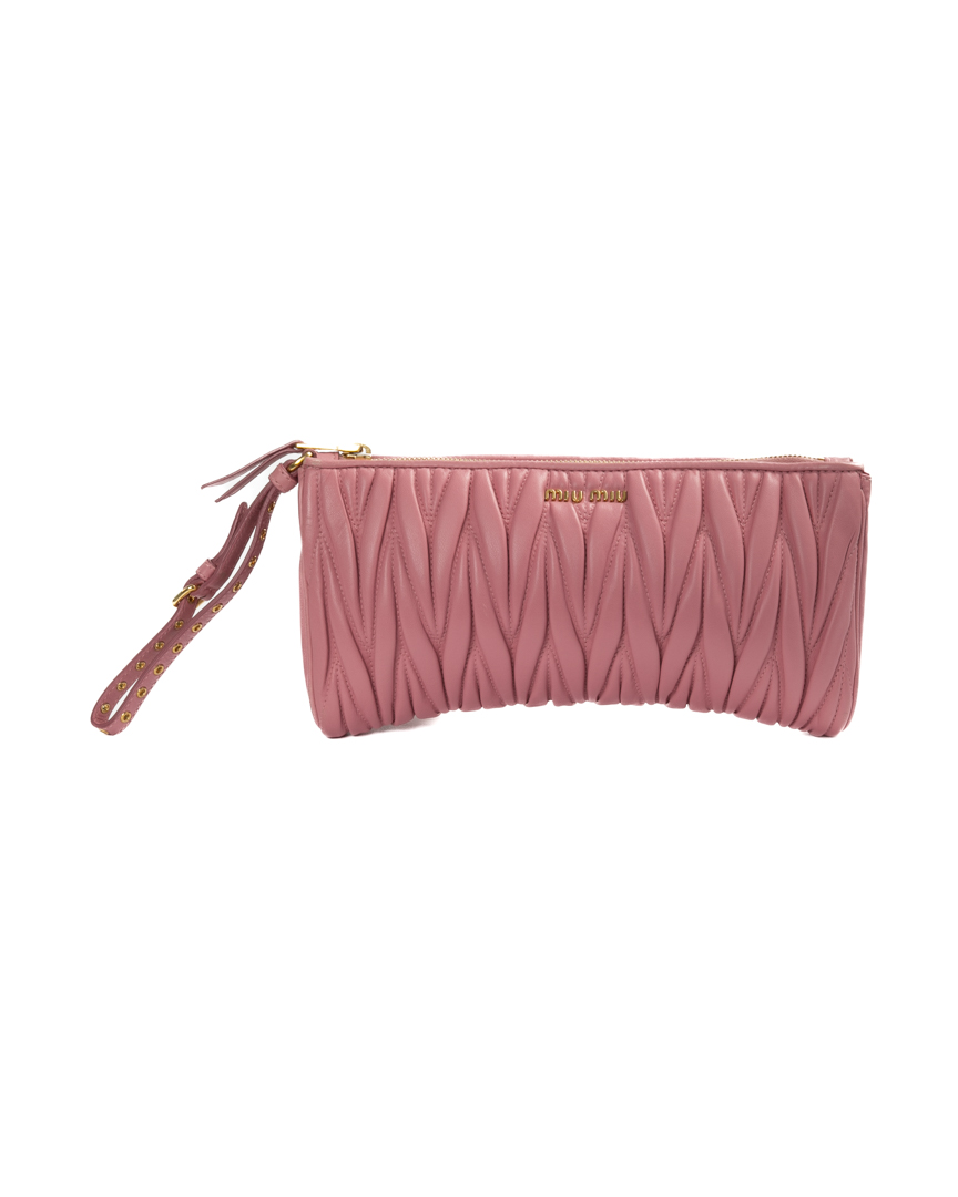 Miu Miu Pochette Zip Mini Groffata Rosa