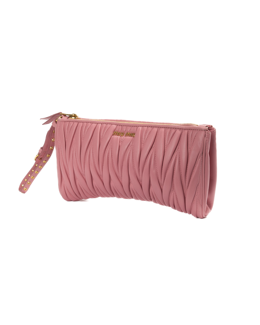 Alternative view of Miu Miu Pochette Zip Mini Groffata Rosa