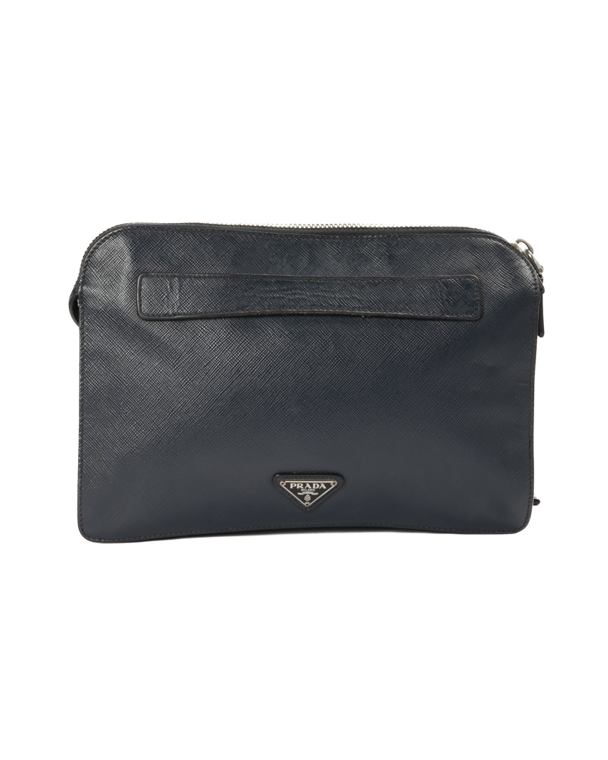 Prada Clutch Small Saffiano Blu