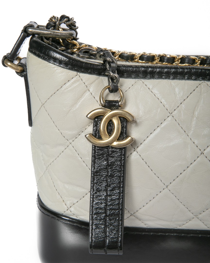 Alternative view of Chanel Gabrielle Mini Trapuntata Bicolor Bianca