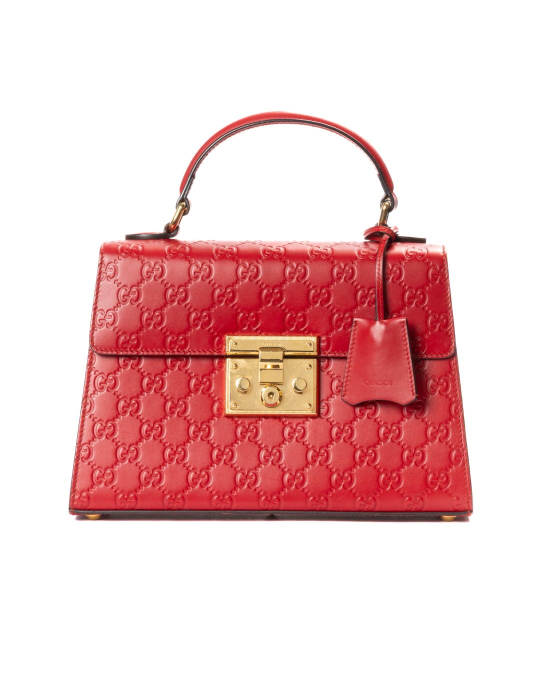 Gucci Padlock Top Handle Medium GG Guccissima Rossa