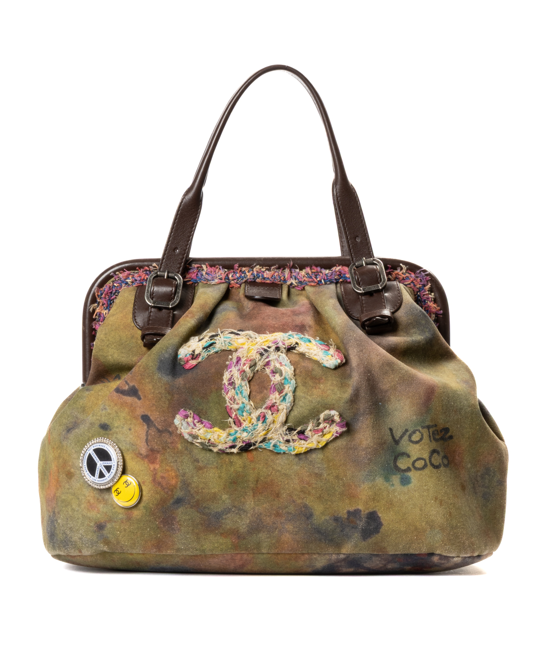 Chanel Bowling On The Pavement Graffiti Small Tela Verde