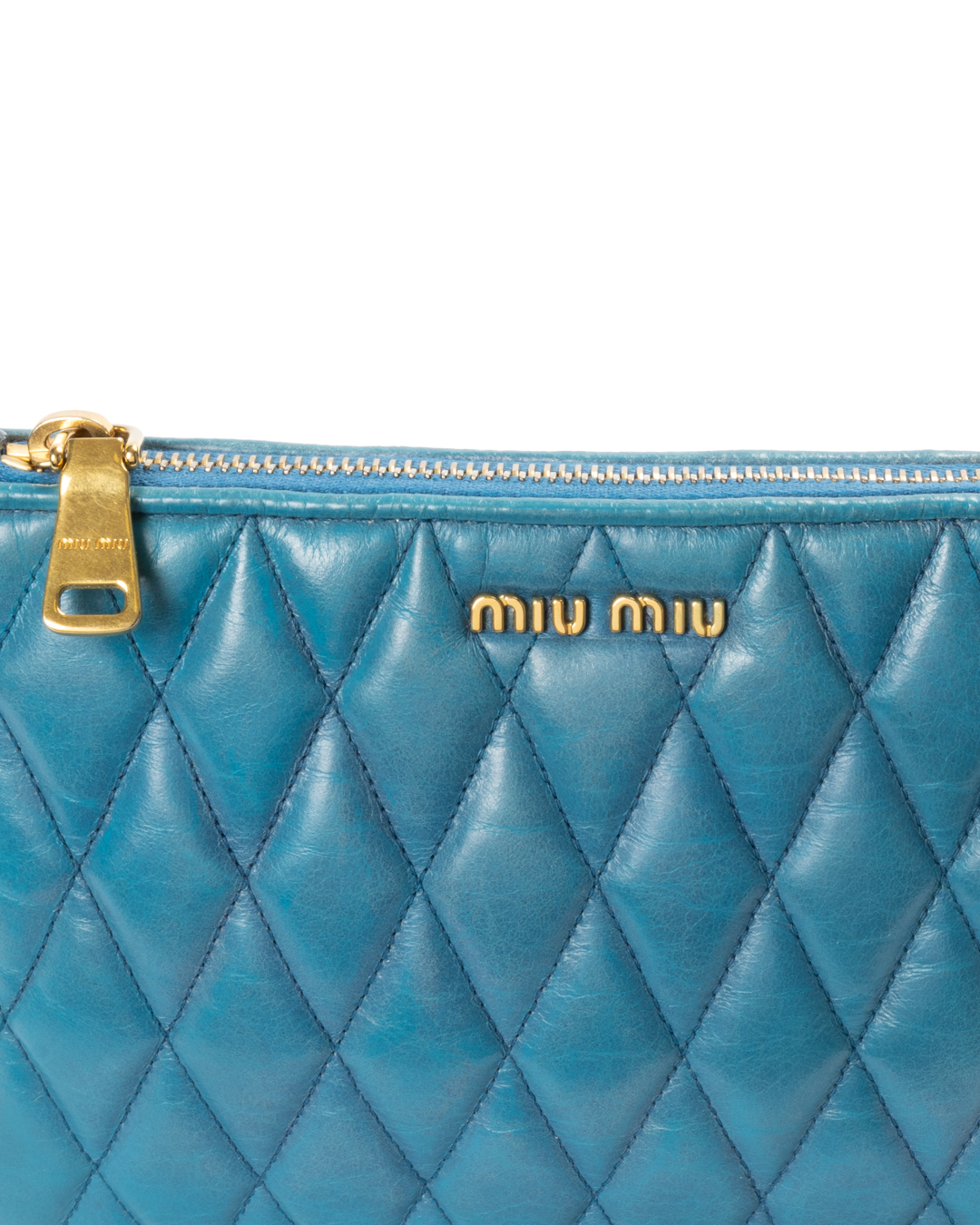 Alternative view of Miu Miu Pochette Small Trapuntata Turchese