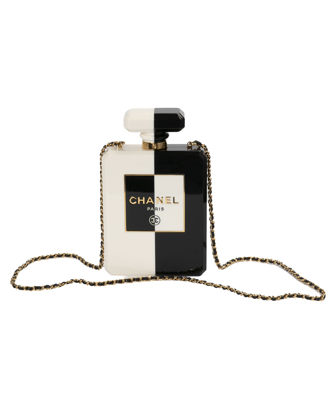Chanel N.5 Parfum Bottle Minaudiere Bicolor Bianco