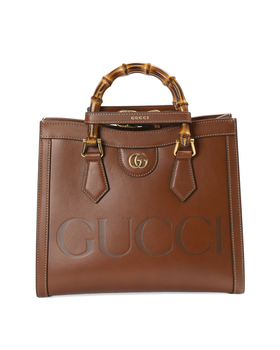 Gucci Diana Bamboo Large Logo Medium Cuoio