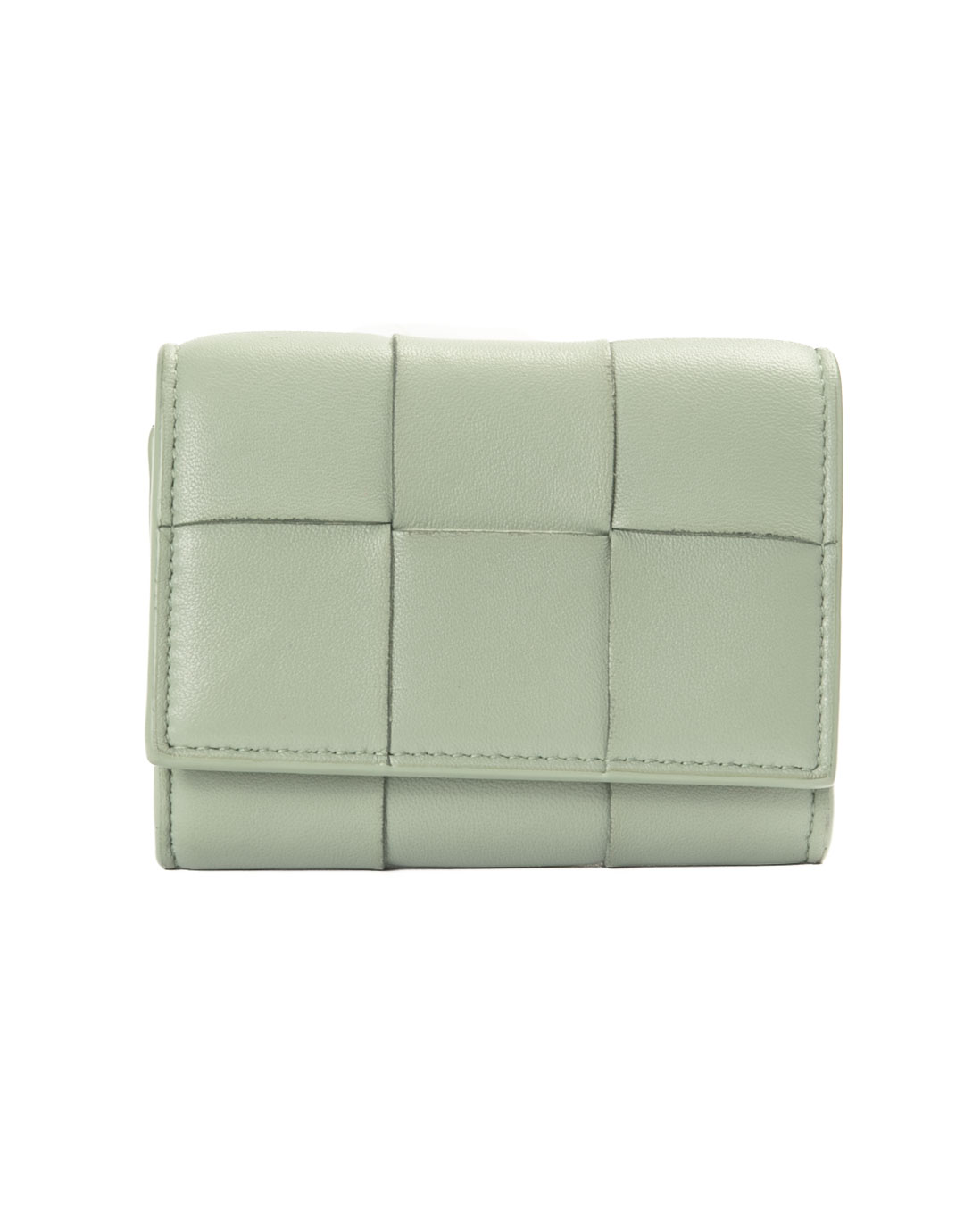 Bottega Veneta Portafoglio Cassette Trifold Intreccio Salvia