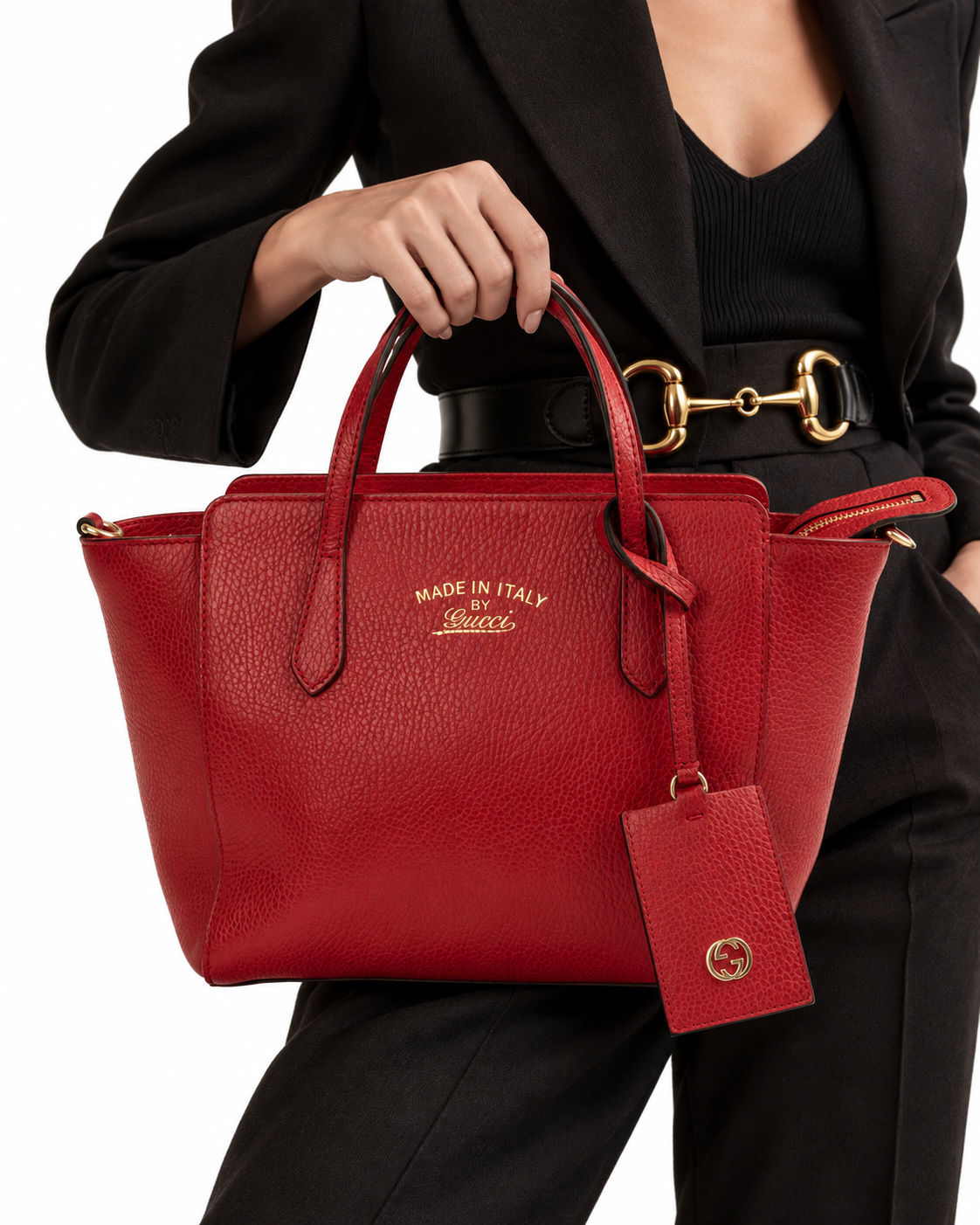 Alternative view of Gucci Tote Swing Small Granulata Rossa